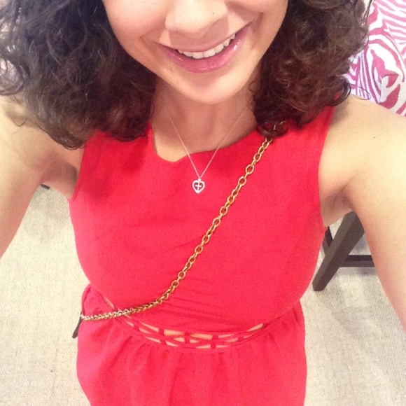 H&M Red Divided Dress w/ Cutout Waist - Picture 2 of 4